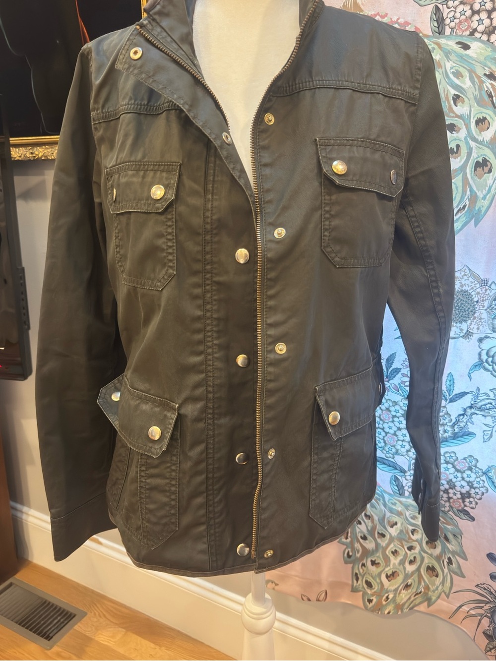 J. Crew Olive Utility Jacket with Brass Buttons